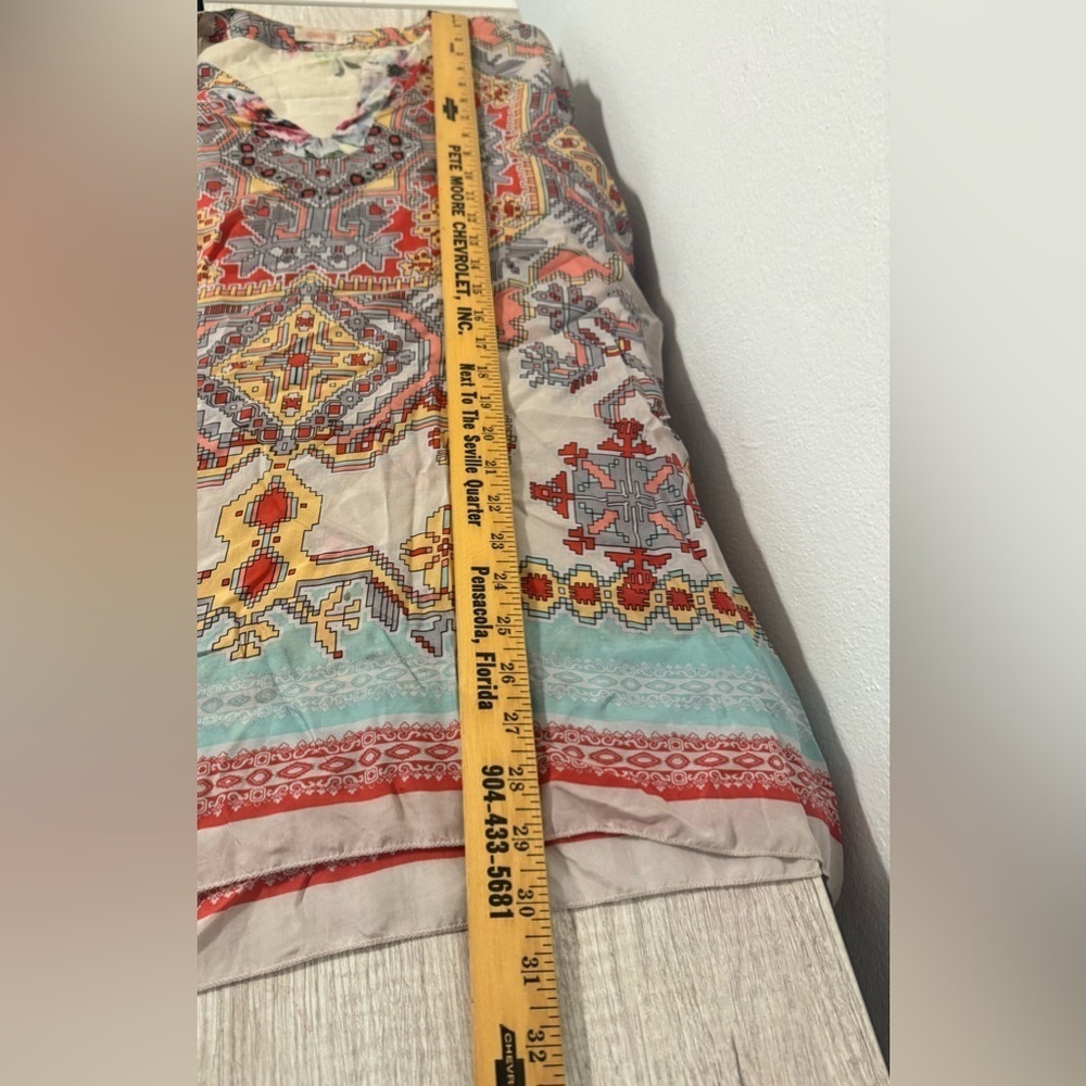 Johnny Was Silk Alamo Floral Indian Print Geometric Tunic Top Flowy Small *Read - Picture 7 of 11